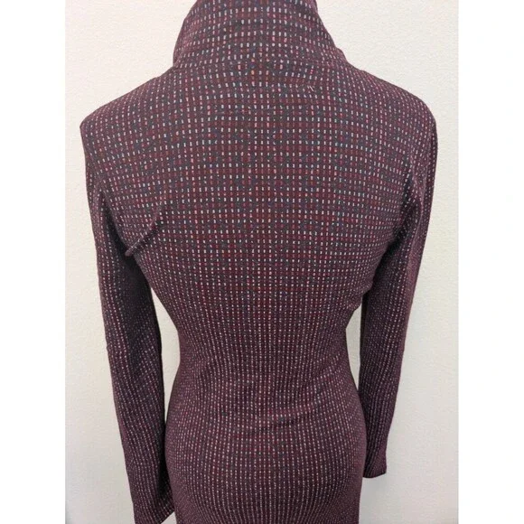 Carve Designs Maroon Colorful Geometric Cowl Neck Long Sleeve Dress sz XS - Picture 10 of 13